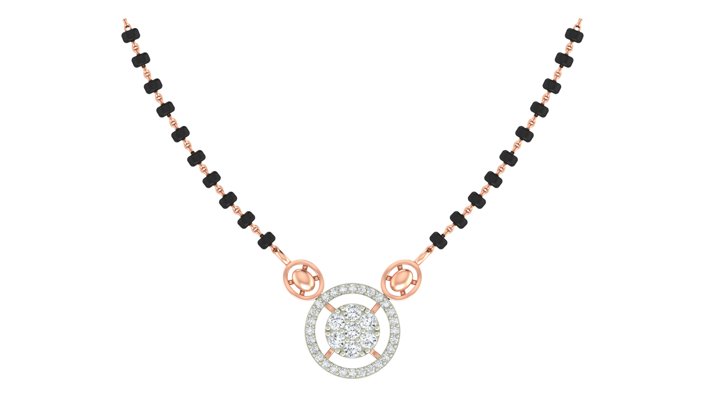 Gold & Diamond Round Shape Mangalsutra For Women KRC50115