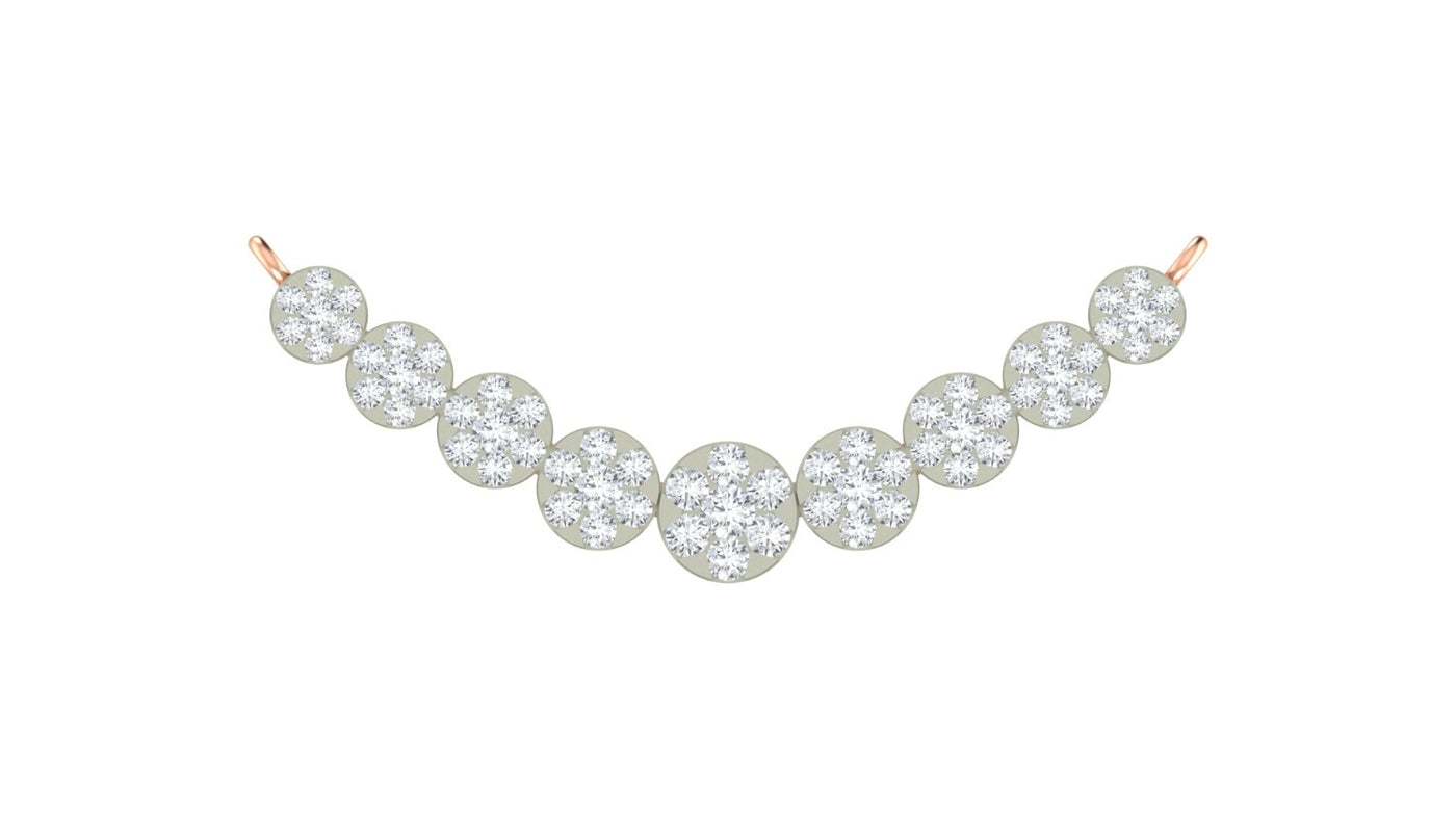 Rose gold and diamond mangalsutra on a white background