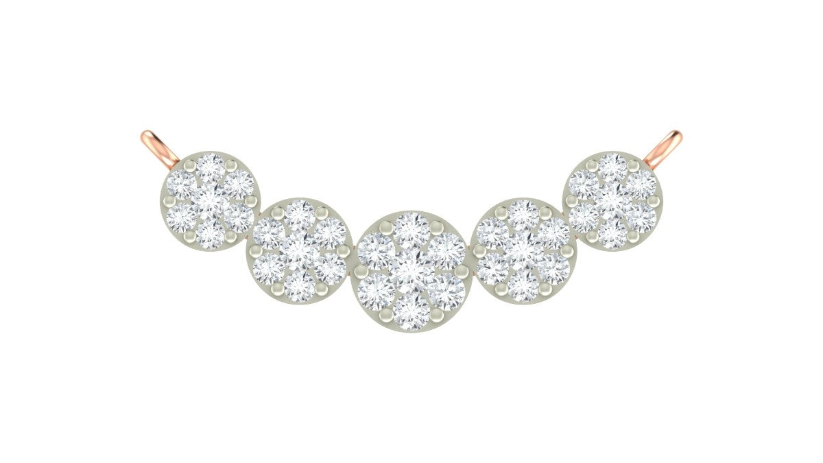 Rose gold and diamond round mangalsutra on white background