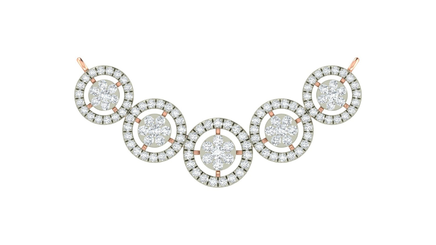 Diamond mangalsutra with circular design on a white background