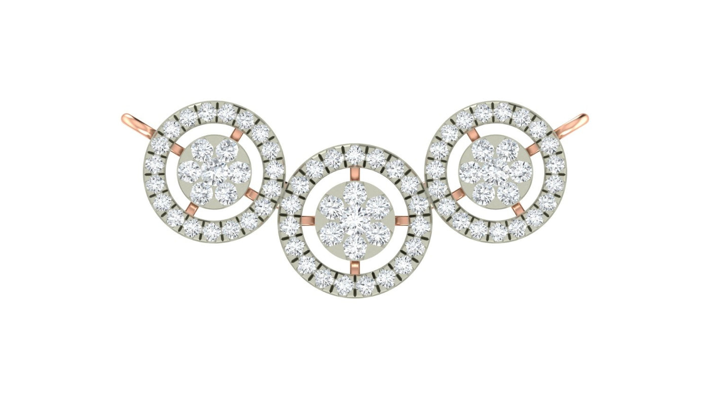 rose gold and diamond mangalsutra on a white background