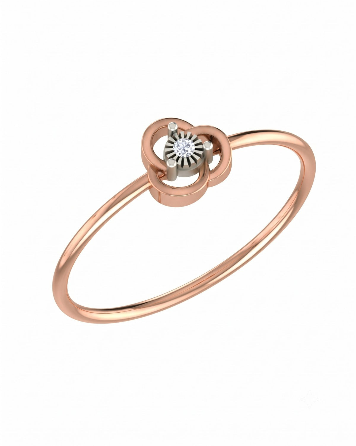 Rose gold and diamond with floral-design on a white background.