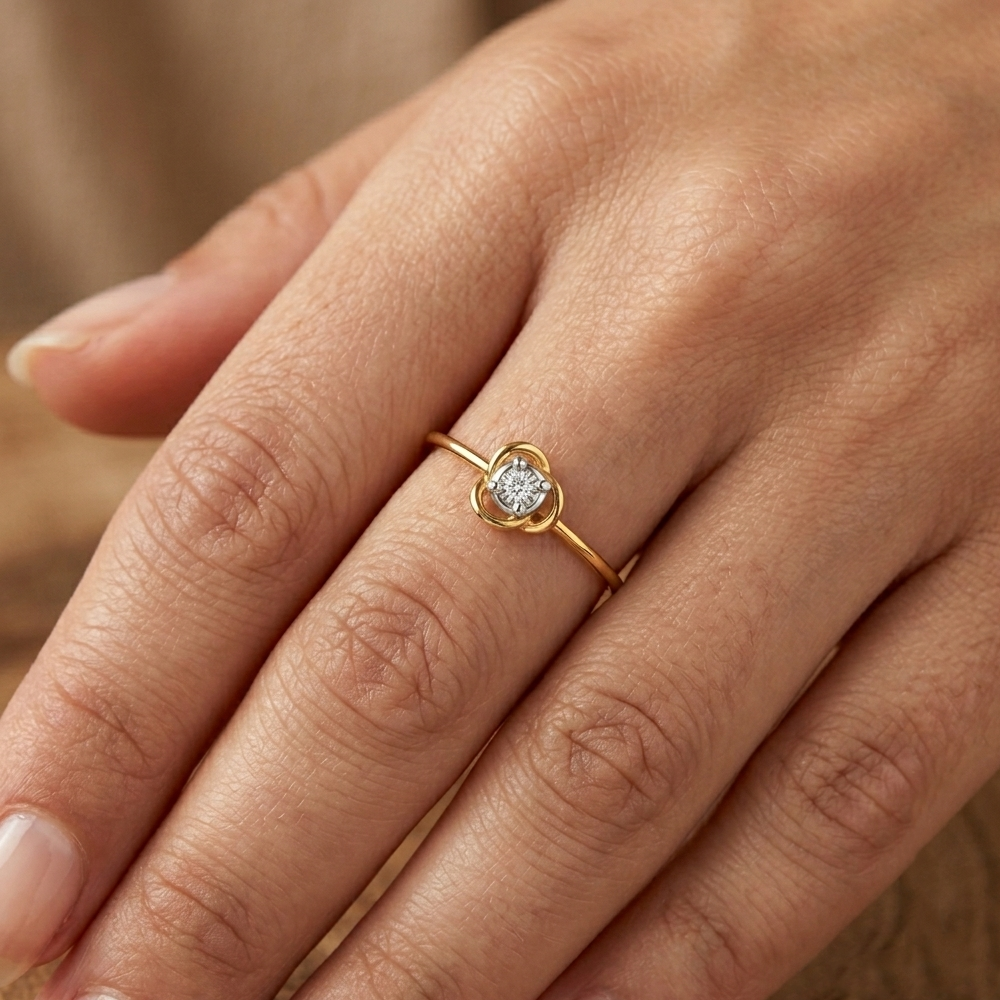 Gold & Diamond Floral Ring For Women KRB10052