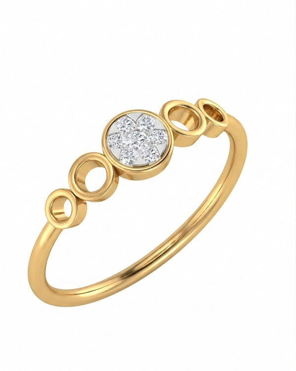 Gold & Diamond Cluster Ring For Women KRB10059