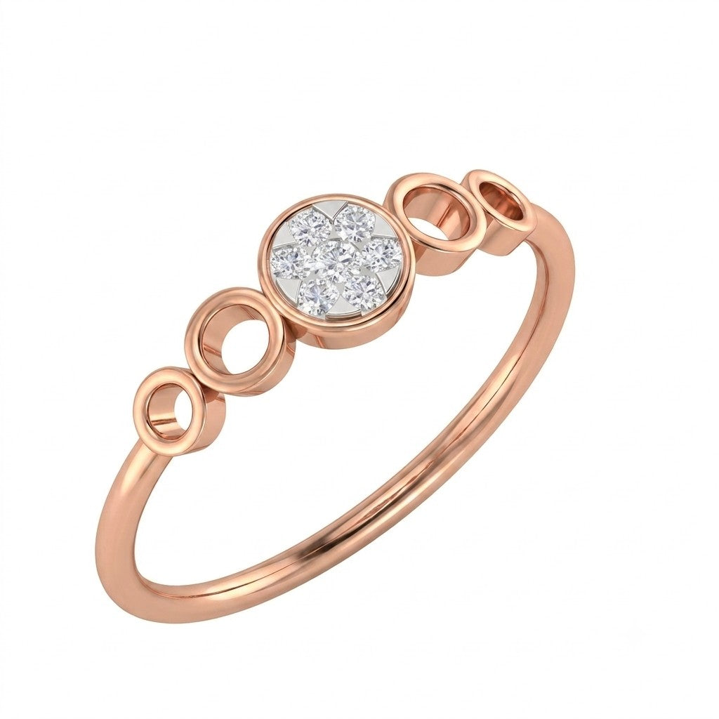 Rose gold and diamond with cluster setting on a white background.