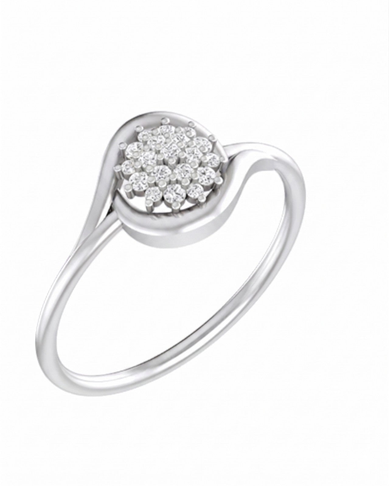 White gold and diamond with floral design on a white background.