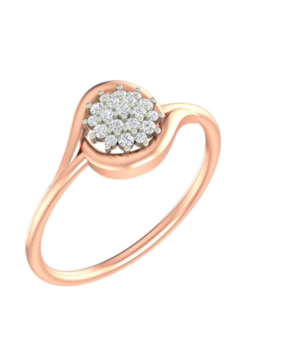 Rose gold and diamond with floral design on a white background.