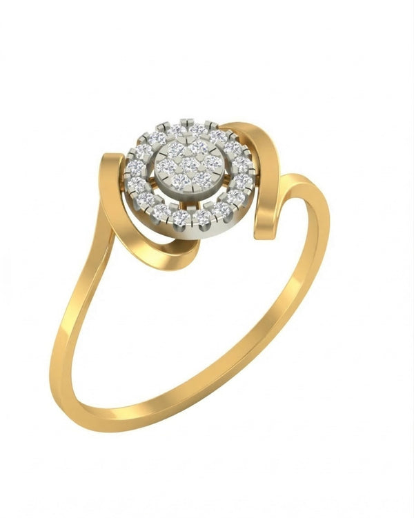 Gold & Diamond Cluster Ring For Women KRB10064