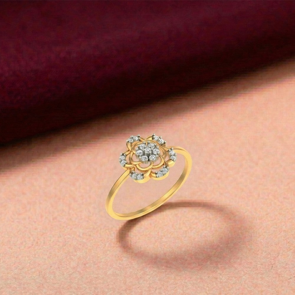 Gold and diamond with floral design on a skin surface.