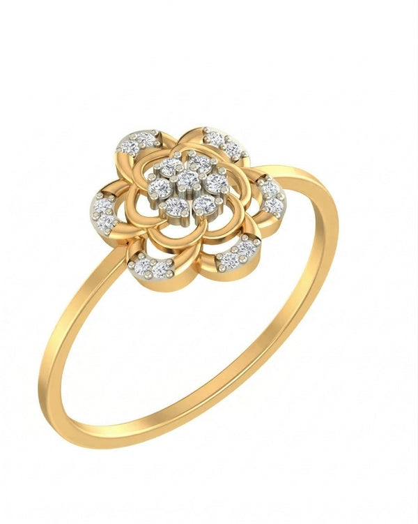 Gold & Diamond Floral Ring For Women KRB10065