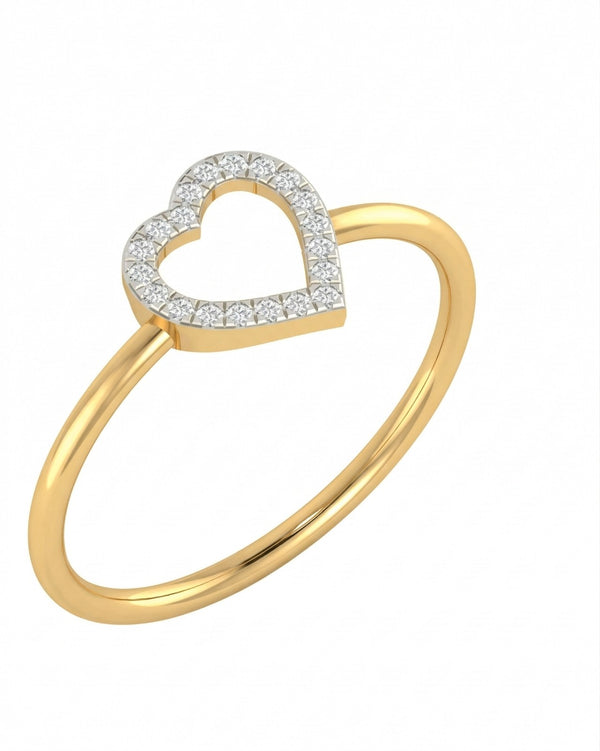 Gold & Diamond Heart-Shaped Ring For Women KRB10067