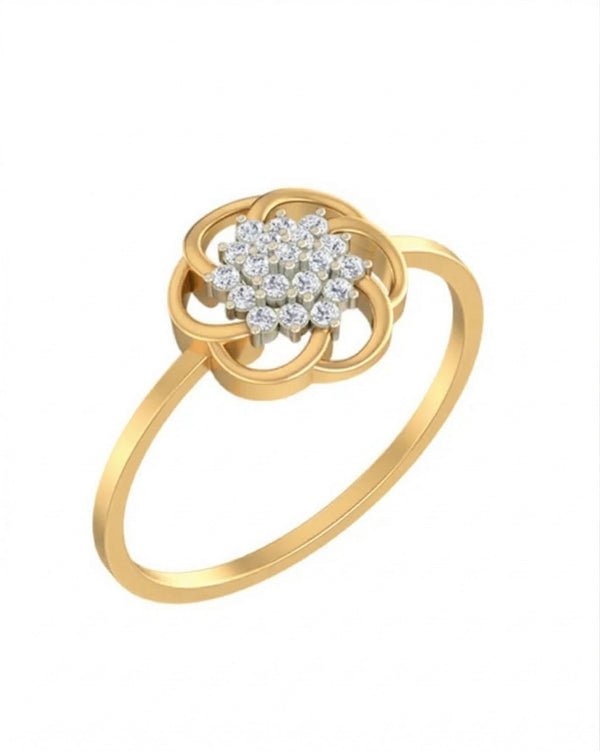 Gold & Diamond Floral Ring For Women KRB10069