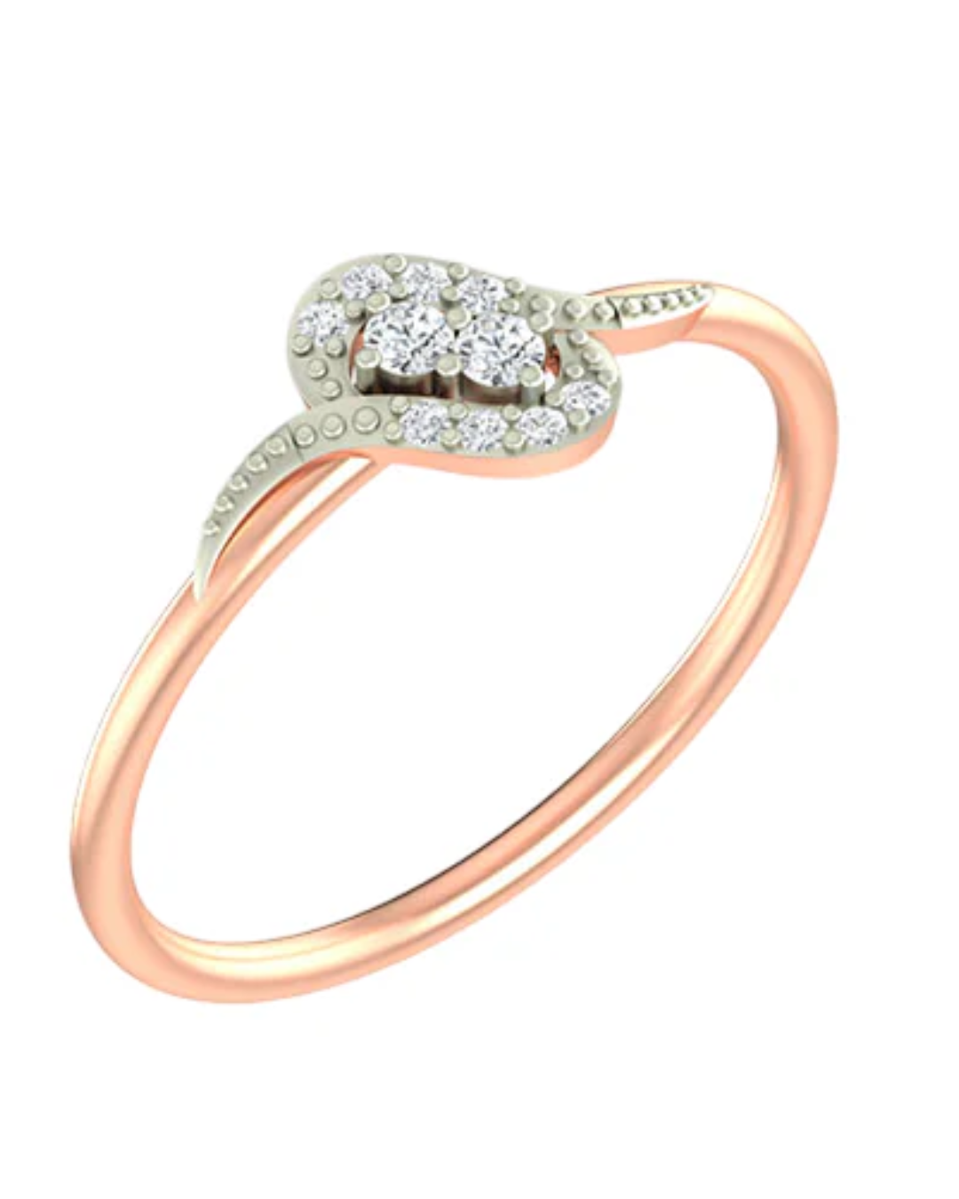 Rose gold and diamond with cluster setting on a white background.