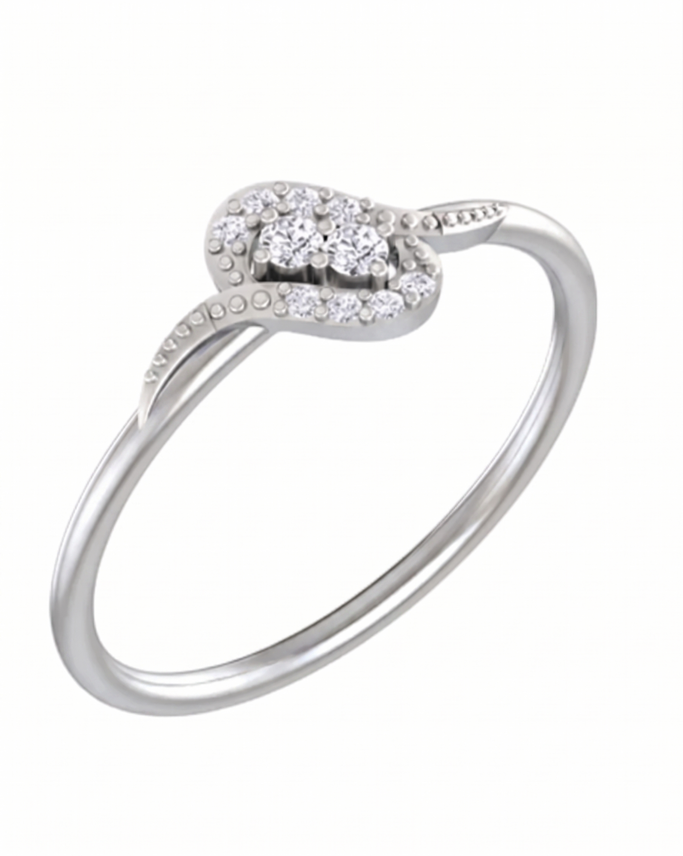 White gold and diamond with cluster setting on a white background.