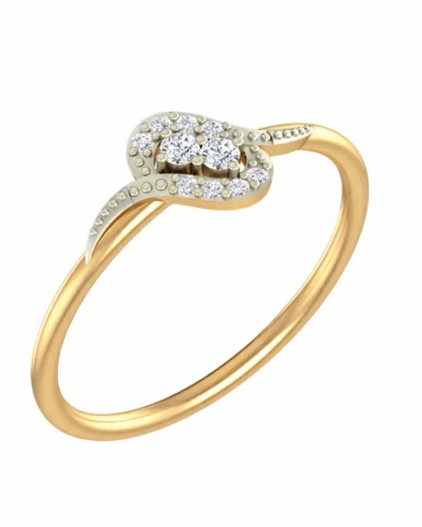 Yellow gold and diamond with cluster setting on a white background.