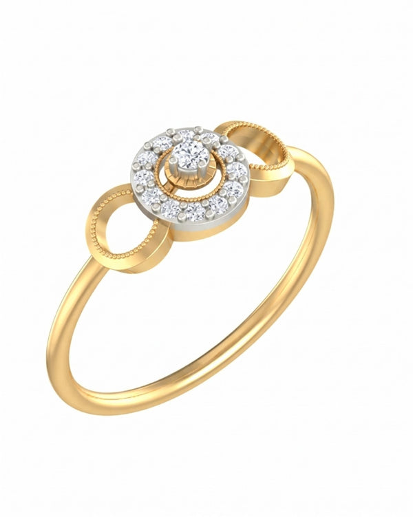 Gold & Diamond Halo Ring For Women KRB10071