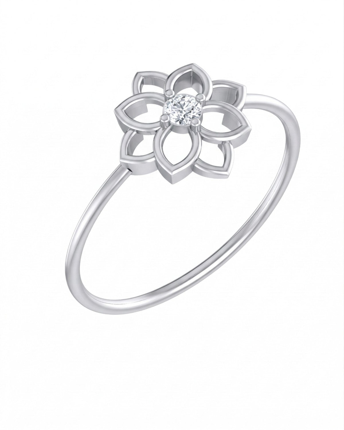White gold and diamond with floral -design on a white background.