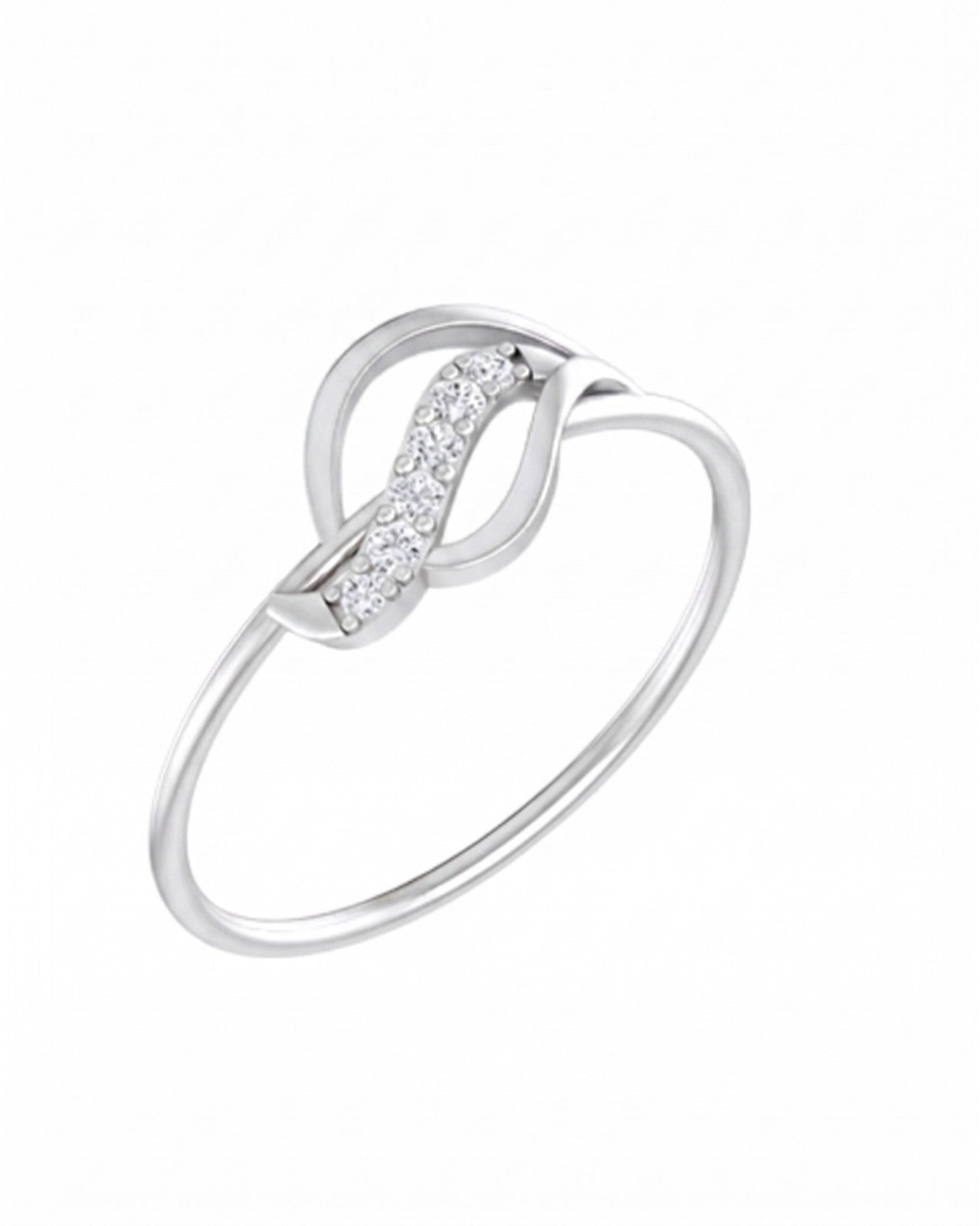 White gold and diamond women's ring on a white background.