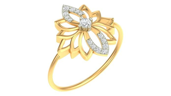 Gold & Diamond Floral Ring For Women KRB10084