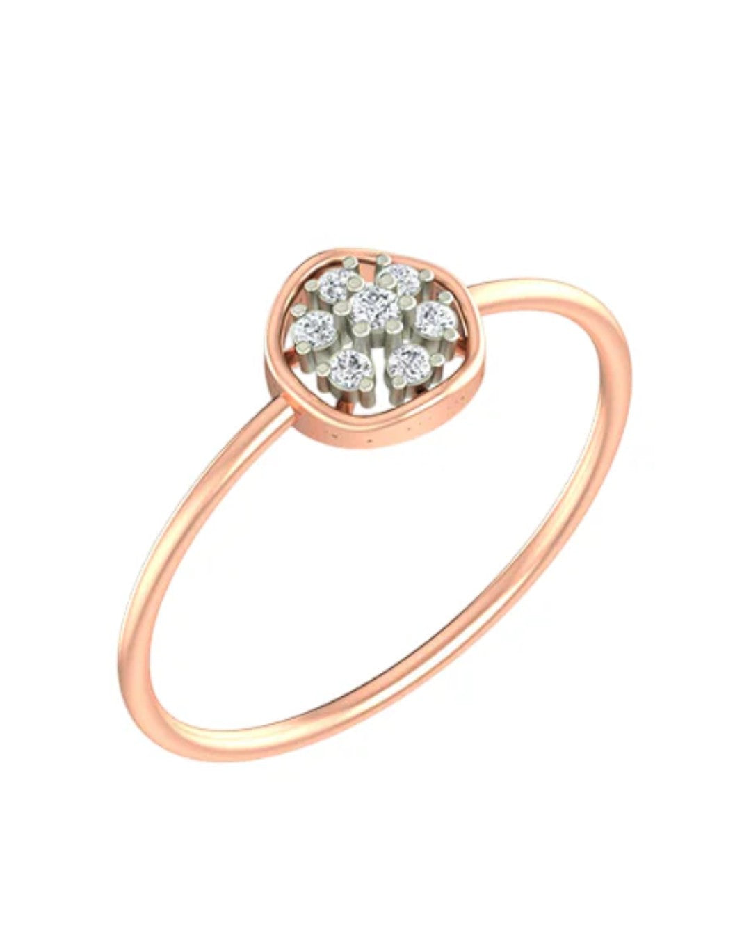 Rose gold and diamond with cluster setting on a white background.