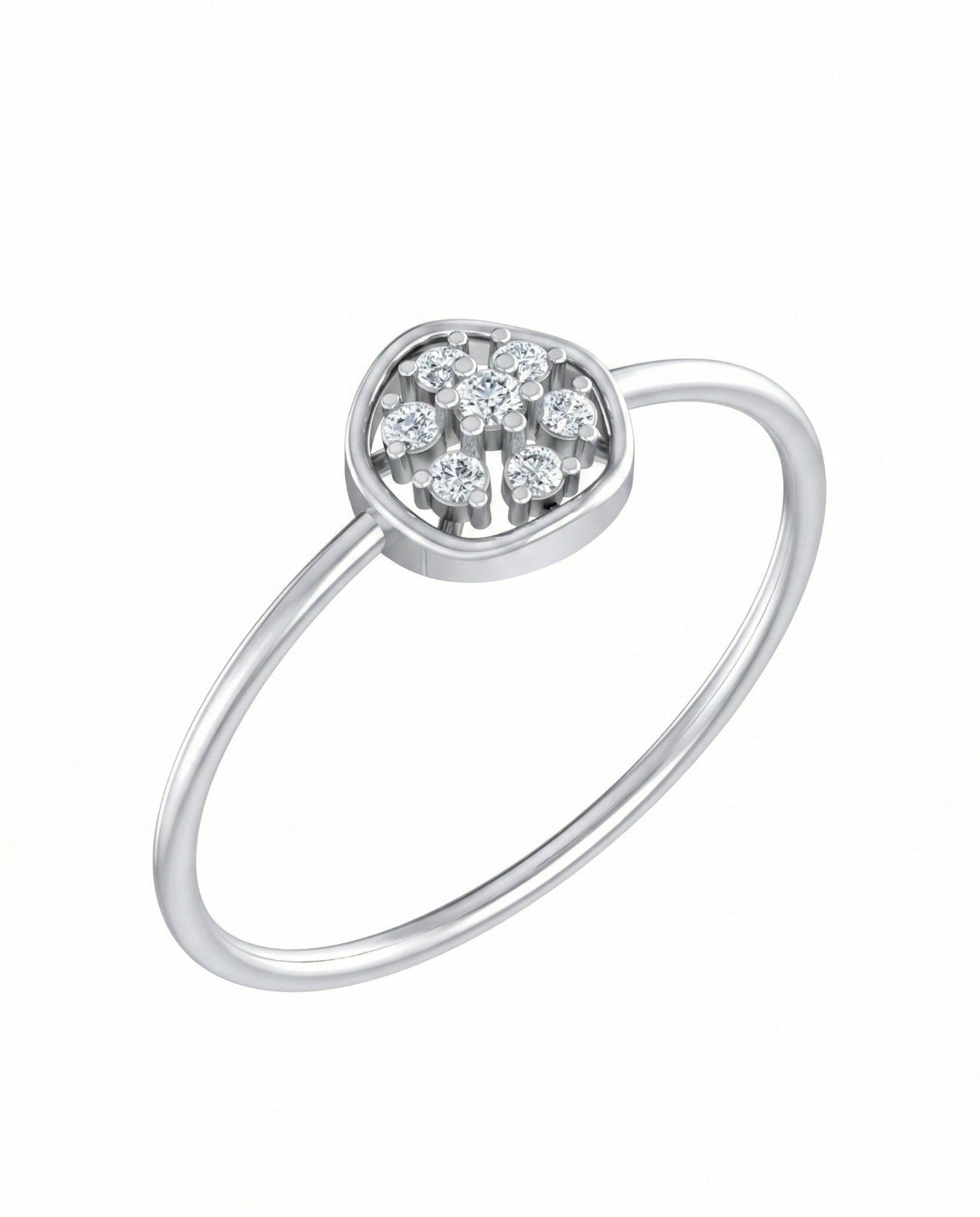 White gold and diamond with cluster setting on a white background.