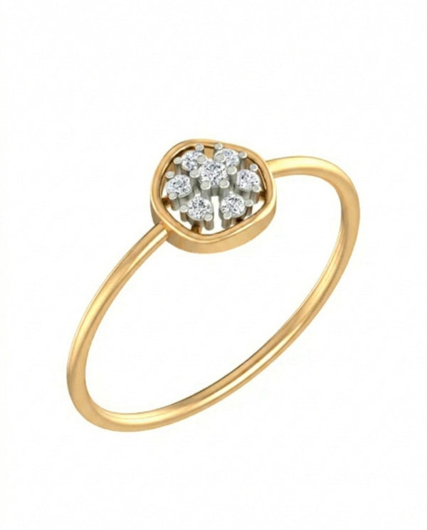 Gold & Diamond Cluster Ring For Women KRB10086