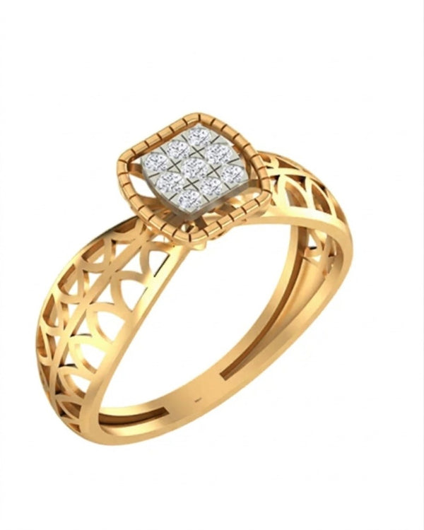 Gold & Diamond Cluster Ring For Women KRB10090