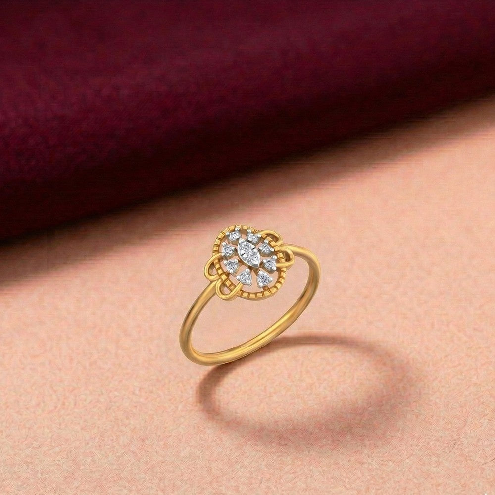 महिलाओं के लिए 18K गोल्ड और डायमंड डेलीवियर रिंग KRB10096-A