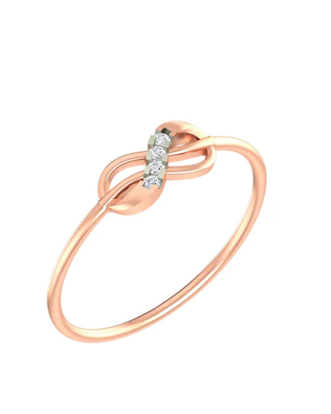 Rose gold and diamond with infinity design on a white background