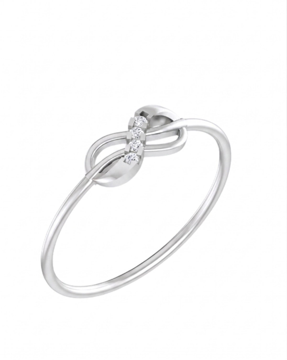 White gold and diamond with infinity design on a white background