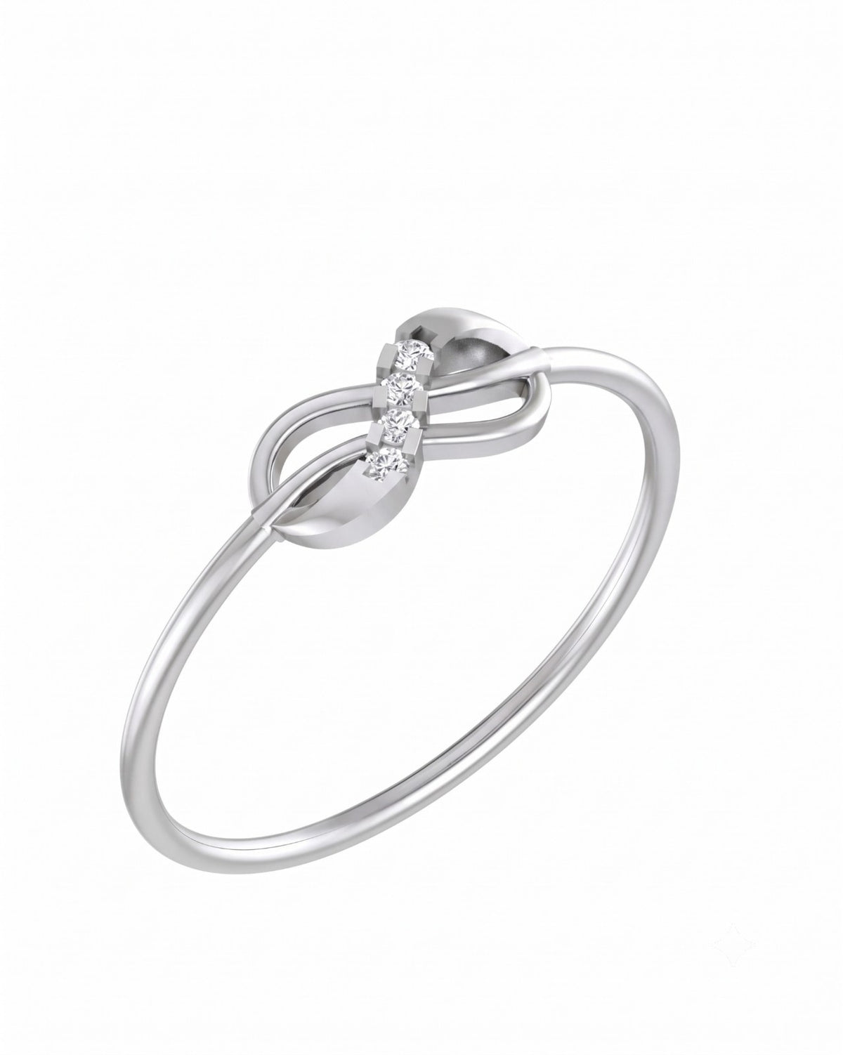 White gold and diamond with infinity design on a white background