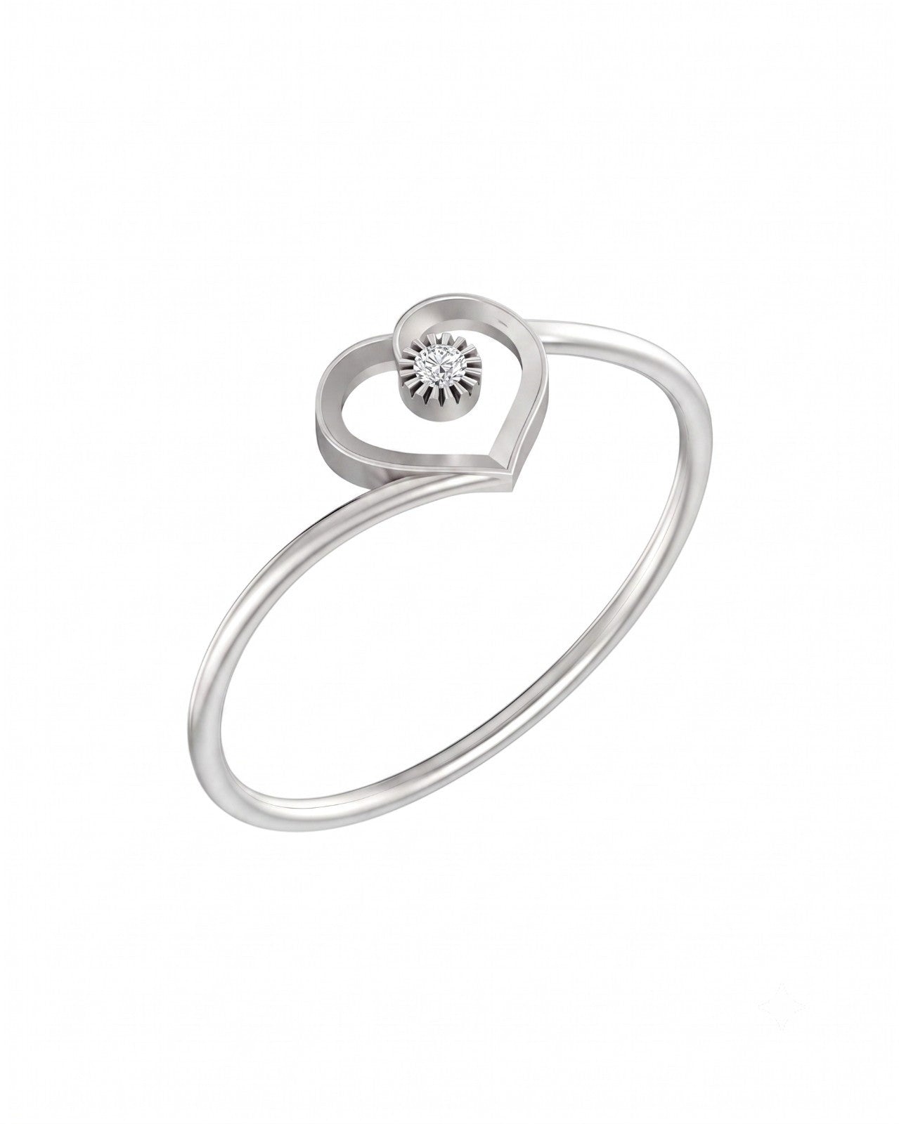 White gold and diamond with heart-shaped on a white background.