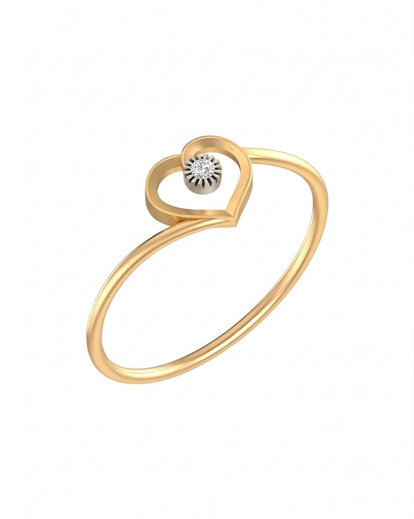 Gold & Diamond Heart-Shaped Ring For Women KRB10111