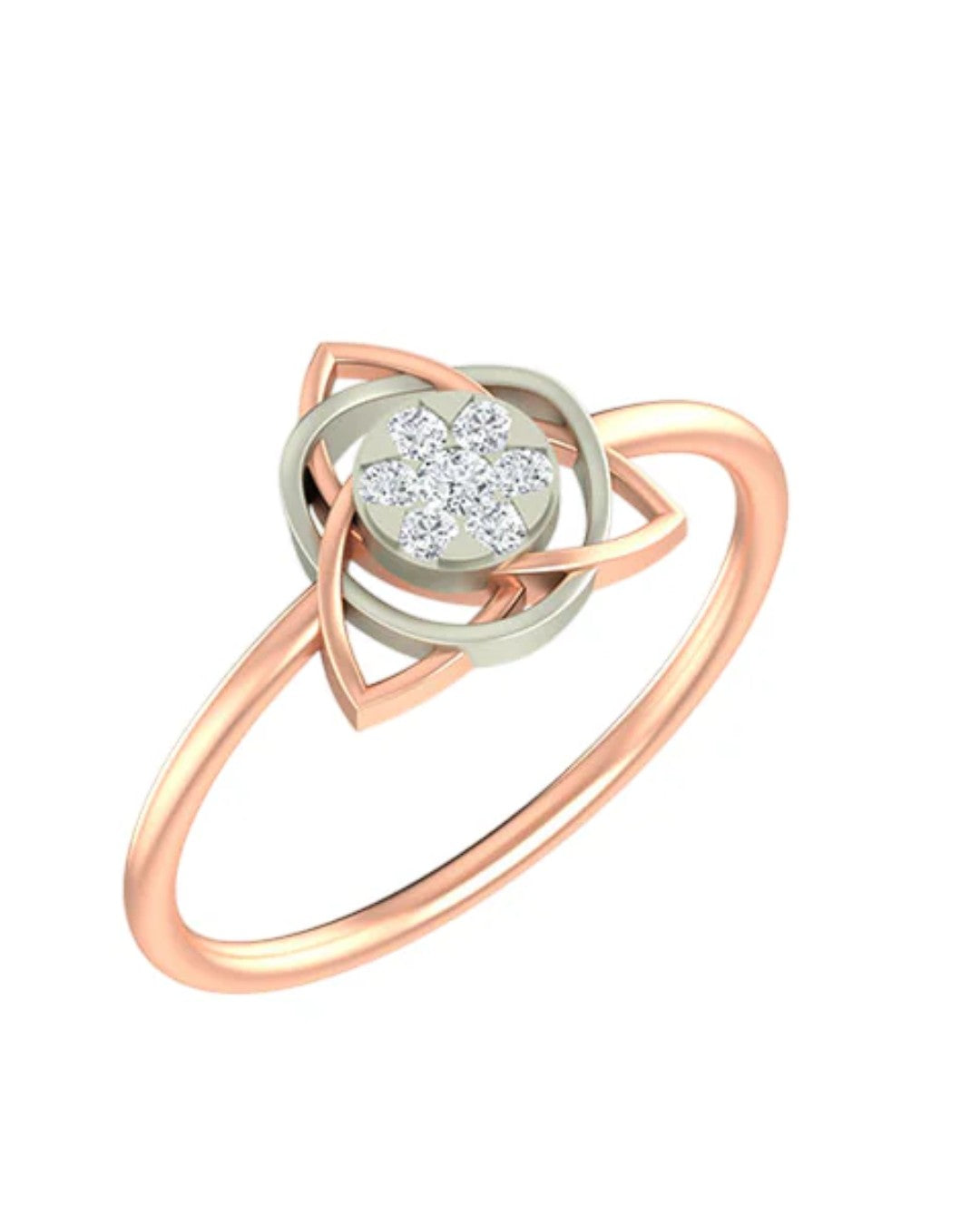Rose gold and diamond with cluster setting on a white background.