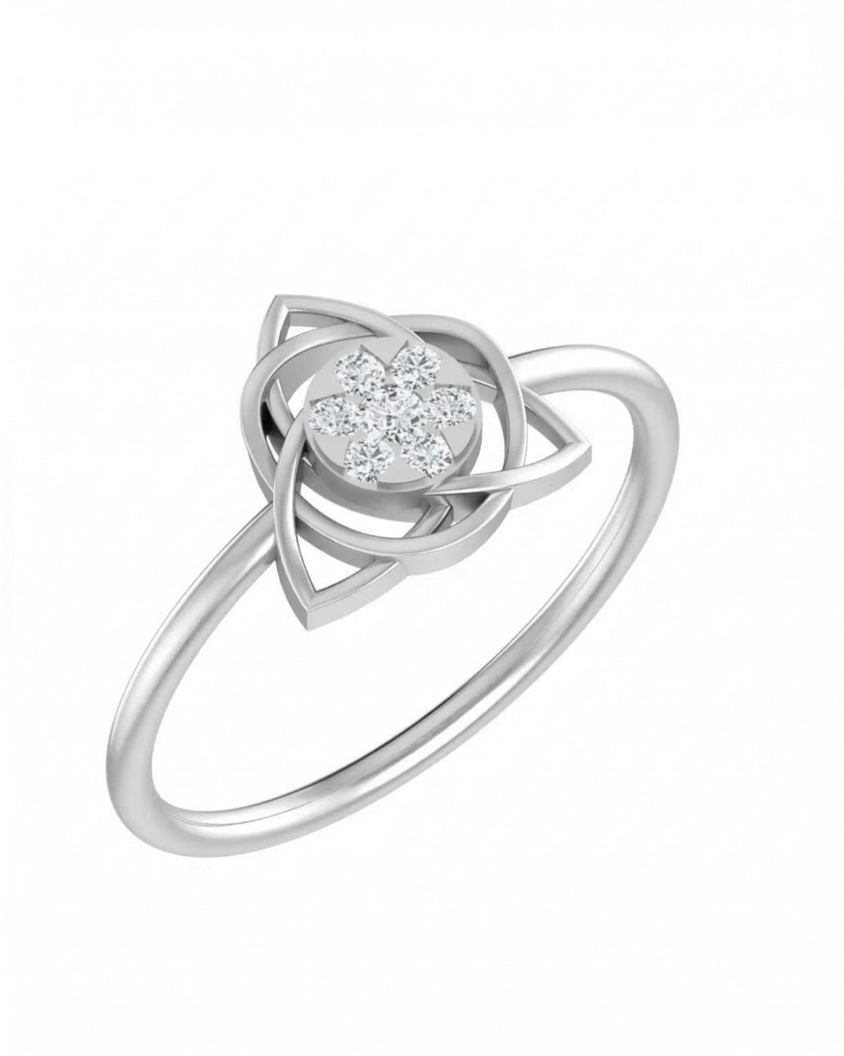 White gold and diamond with cluster setting on a white background.
