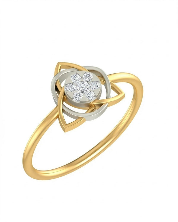 Gold & Diamond Cluster Ring For Women KRB10114