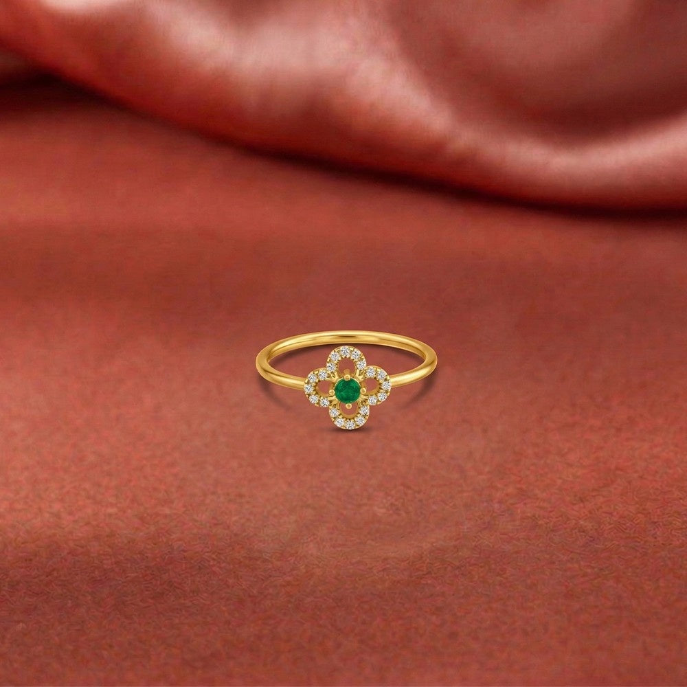 Gold & Diamond Gemstone Ring For Women KRC10243