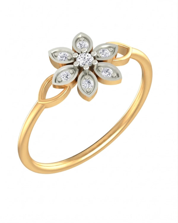 Gold & Diamond Floral Ring For Women KRB10120
