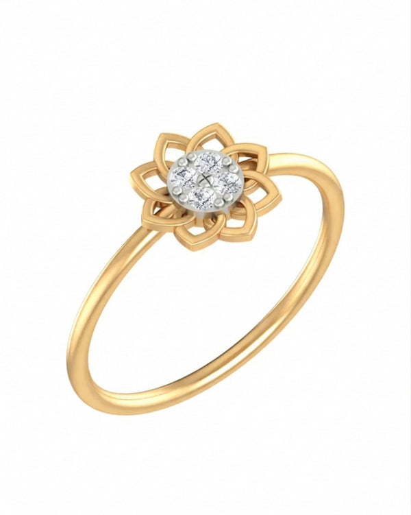 Gold & Diamond Floral Ring For Women KRB10121