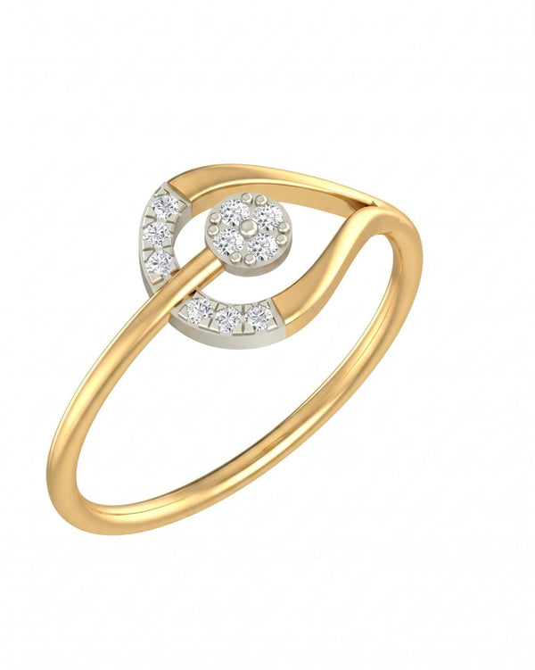 Gold & Diamond Cluster Ring For Women KRB10124