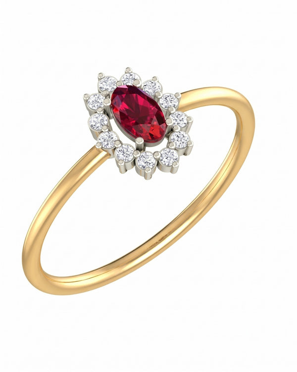 Gold & Diamond Gemstone Ring For Women KRB10129