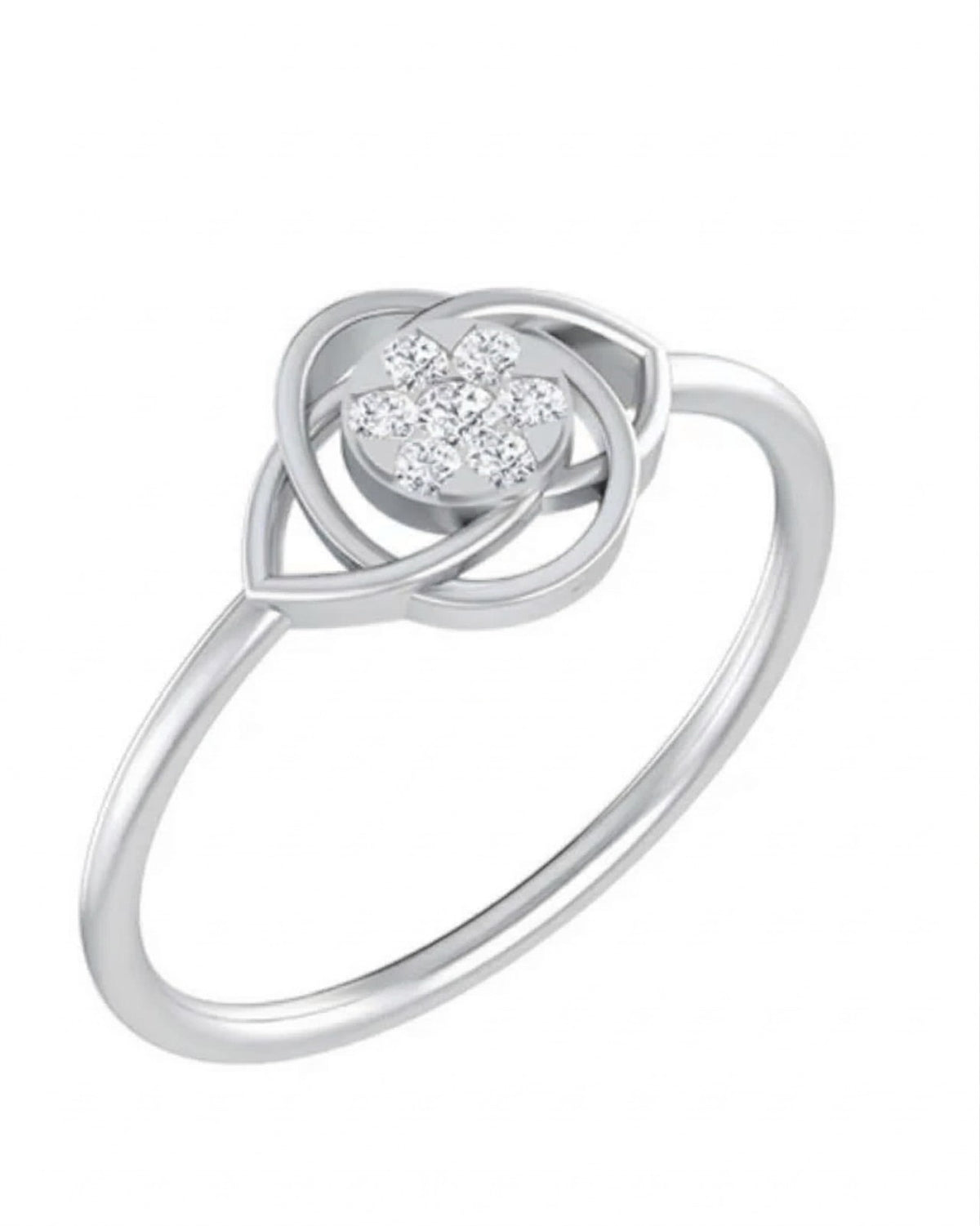 White gold and diamond with round-shaped cluster setting on a white background.