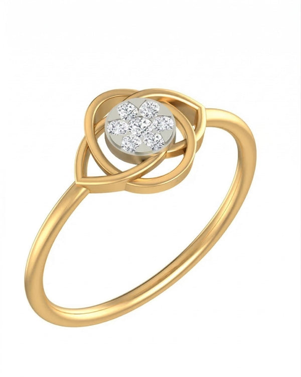 Gold & Diamond Cluster Ring For Women KRB10130
