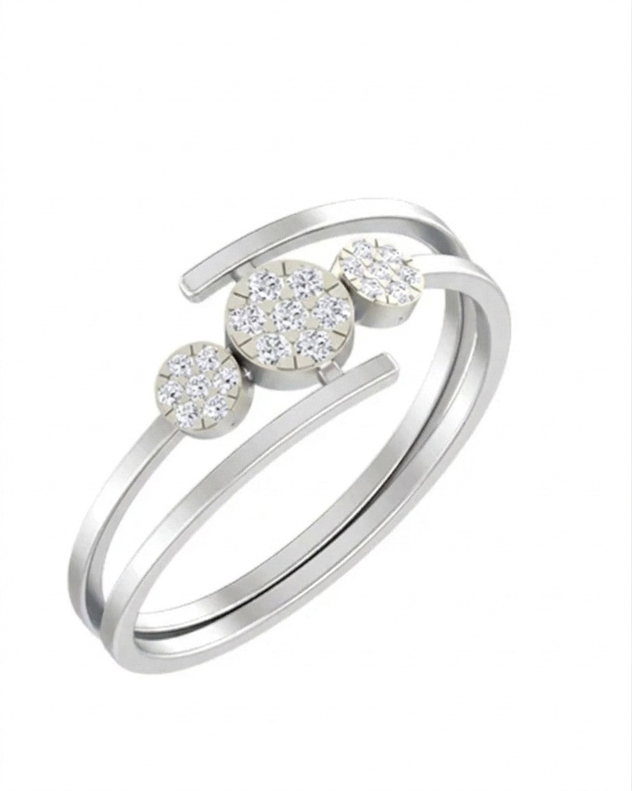 White gold and diamond with cluster setting on a white background.