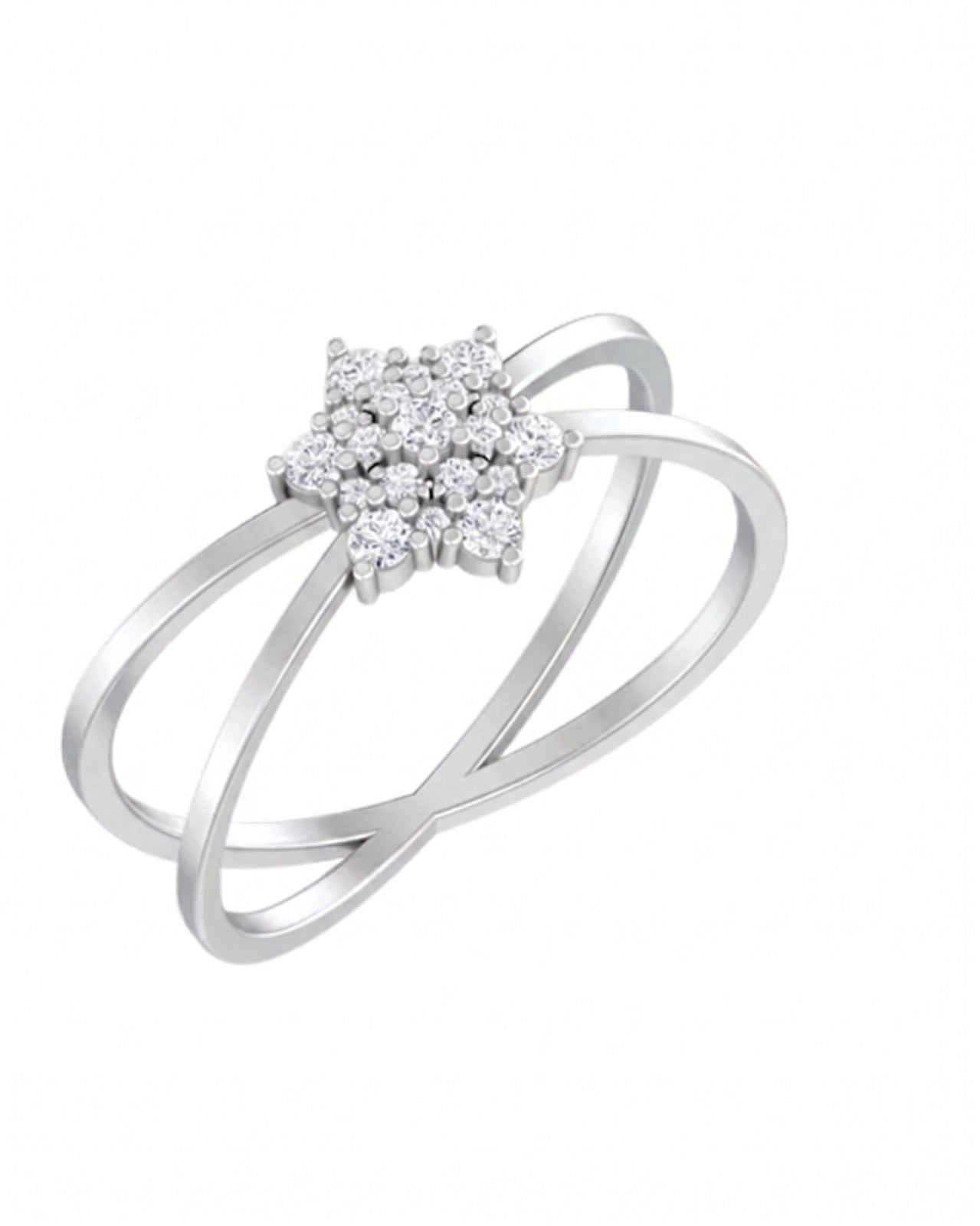 White gold and diamond with floral  cluster on a white background.