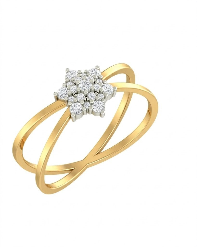 Yellow gold and diamond with floral cluster on a white background.