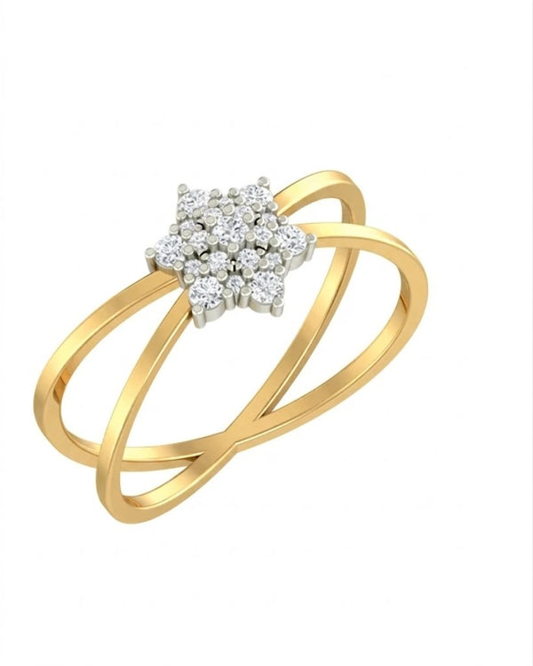 Gold & Diamond Floral Cluster Ring For Women KRB10141