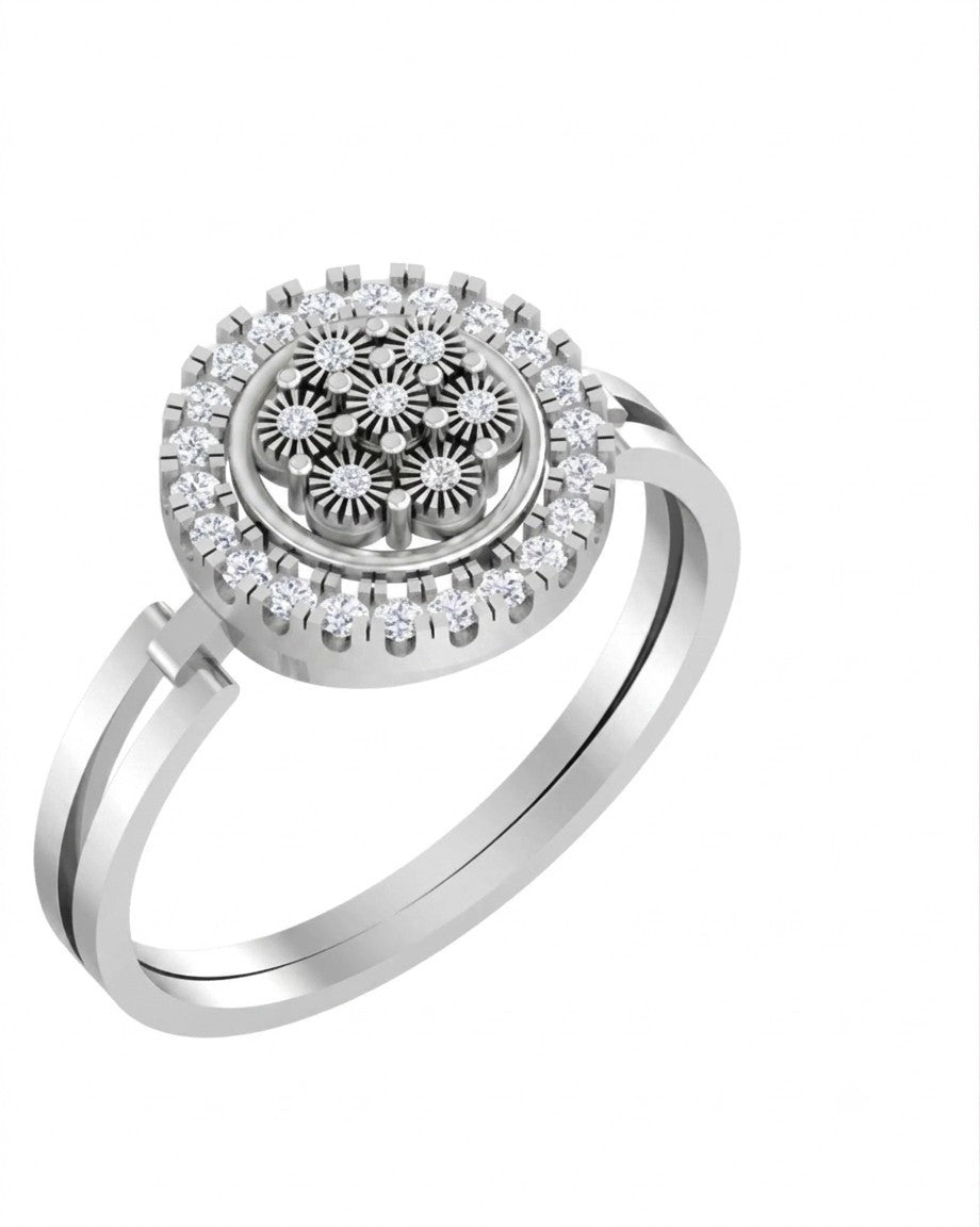 White gold and diamond with cluster on a white background.