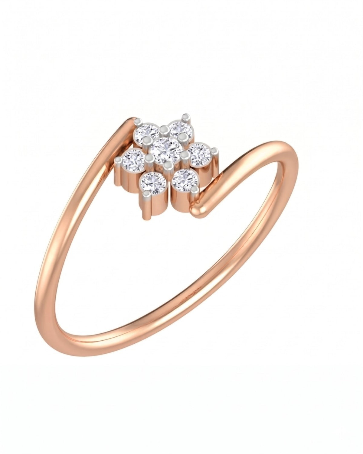 Rose gold and diamond with floral design on a white background.
