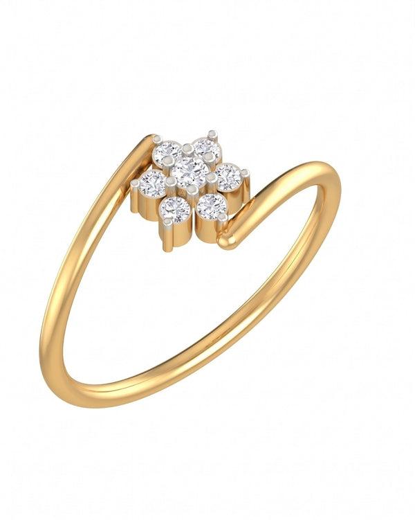 Gold & Diamond Floral Ring For Women KRB10148
